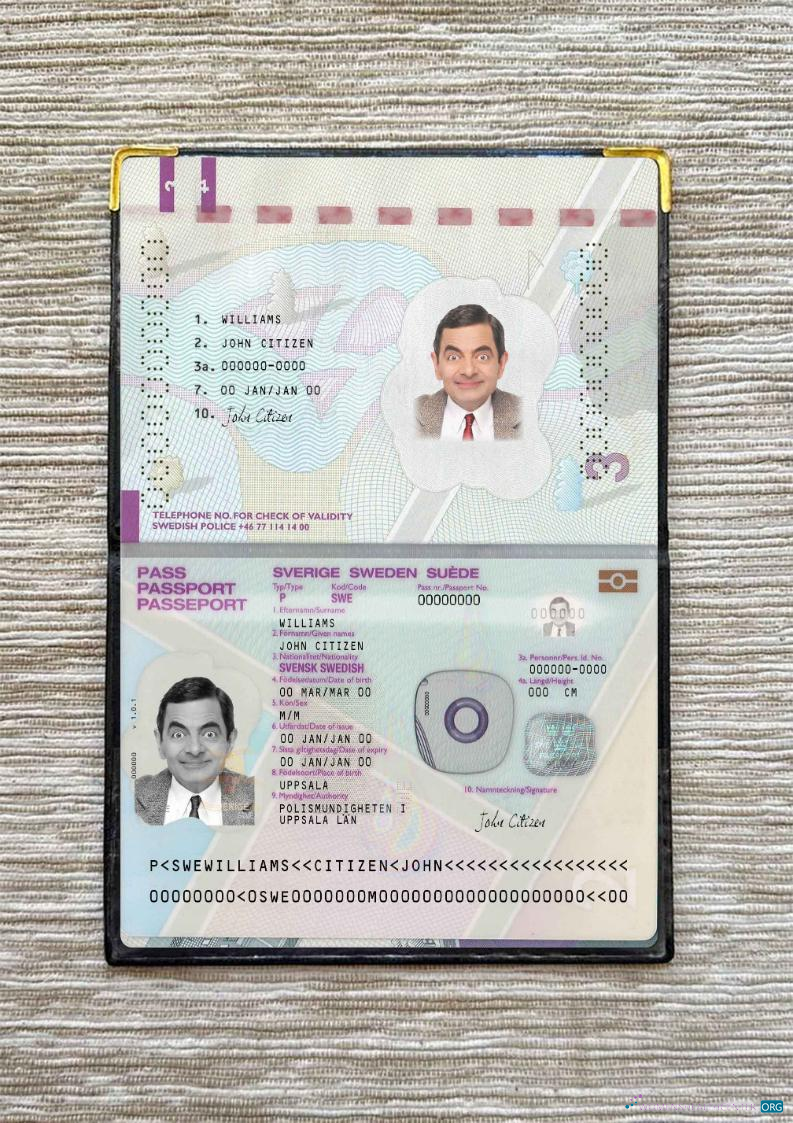 Download Sweden passport version 2 photo look Photoshop template